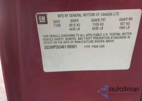 2006 Pontiac Grand Prix from USA, damaged, VIN 2G2WP552461186981